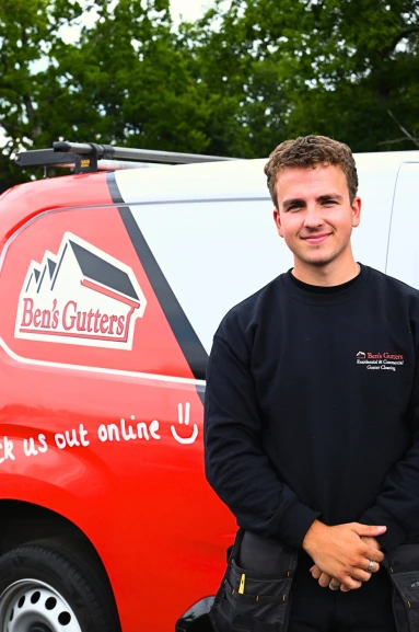 our gutter cleaner in Worcester standing by company vehicle